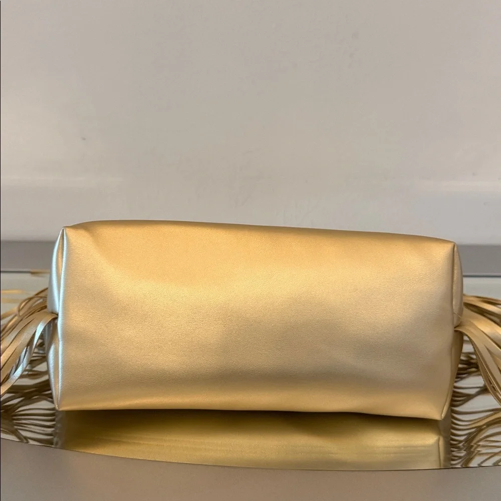 🆕 JUICY COUTURE Gold Fringe Bling Logo Cosmetic Bag Large Makeup Travel Case NWT